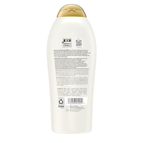 OGX Nourishing + Coconut Milk Conditioner, Hydrating & Restoring Conditioner Moisturizes for Soft Hair After the First Use, Paraben-Free, Sulfate-Free Surfactants, 25.4 fl. oz