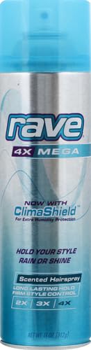 rave 4X Mega Long-Lasting Firm Hold Scented Hair Spray for Heat Protection, Volume and Shine - ClimaShield for Extra Humidity & Minimizes Frizz (Pack of 2)