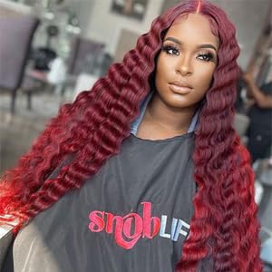 10A Brazilian Bundles and Closure Human Hair Loose Deep Wave Hd Lace Closure with Bundles 12 14 16+12inch, 99j Burgundy Red Wet and Wavy Bundle with Closure Raw Weave Bundles Human Hair with Closure