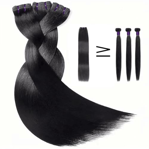 16A Straight Bundles Human Hair 100% Unprocessed Brazilian Virgin Remy Hair Straight 4 Bundles Human Hair Remy Hair Extensions Double Weft Natural Black