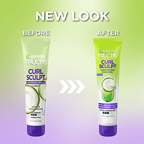 Garnier Fructis Style Curl Sculpt Conditioning Cream Gel for Bounce & Moisture, 5.1 Fl Oz, 1 Count (Packaging May Vary)