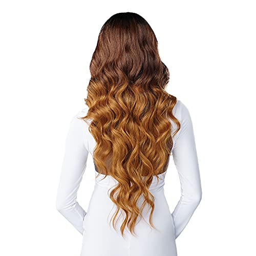 Sensationnel Butta lace front wig - extra wide and deep hand tied lace parting space with preplucked natural illusion hairline lace wig human hair blend mixed - Ocean wave 30 in (1B)