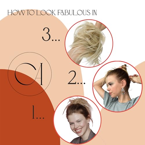 CAISHA Synthetic Fiber Hairpiece Scrunchie Scrunchy Updo Slightly Wavy Gray Blond Mix G21B