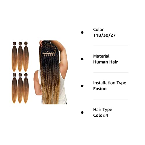 Pre Stretched Braiding Hair 22 Inch 6 Packs Professional Soft Yaki braiding Hair For Braids Hot Water Setting Synthetic Crochet Hair Extensions (22 Inch (Pack of 6), T1B/30/27)