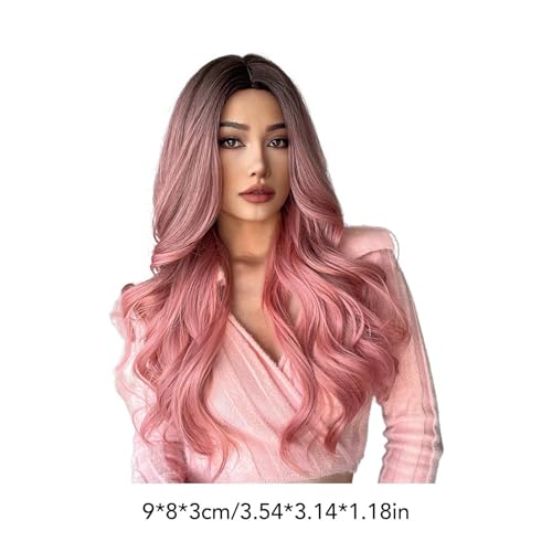 Ymiko Red Lace Front Wig, Pink Wig, Pink Lace Front Wigs Deep Wave Curly Lace Wig Pink Lace Front Wig Pink Lace Front Wig Human Hair with Hair Pink Color Cosplay Wigs for Girls and