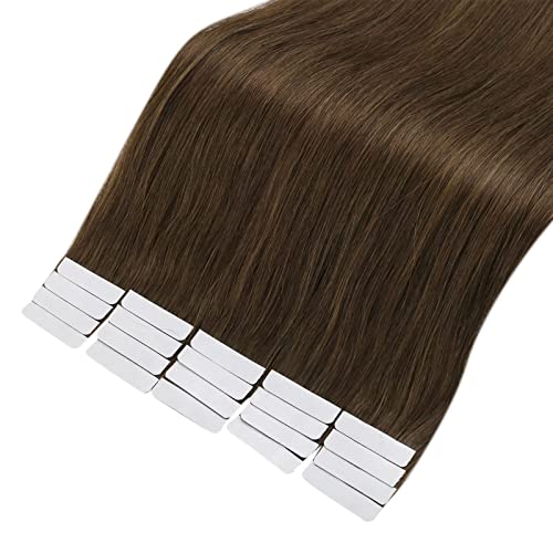 Full Shine Tape in Hair Extensions 22 Inch Color 4 Light Brown Hair Extensions Remy Hair Extensions Tape in Extensions Natural Human Hair 50Grams 20 Pieces Brown Tape in Hair Extensions Human Hair