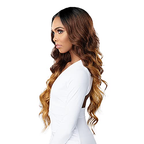 Sensationnel Butta lace front wig - extra wide and deep hand tied lace parting space with preplucked natural illusion hairline lace wig human hair blend mixed - Ocean wave 30 in (1B)