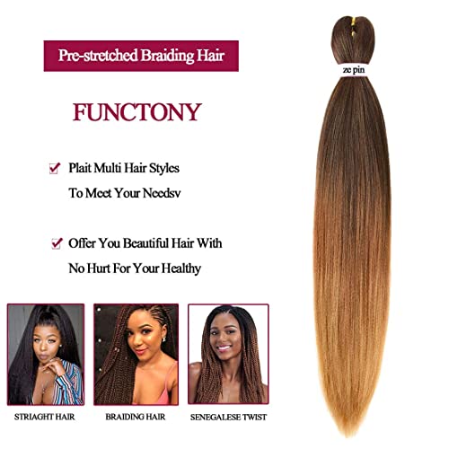 Pre Stretched Braiding Hair 22 Inch 6 Packs Professional Soft Yaki braiding Hair For Braids Hot Water Setting Synthetic Crochet Hair Extensions (22 Inch (Pack of 6), T1B/30/27)