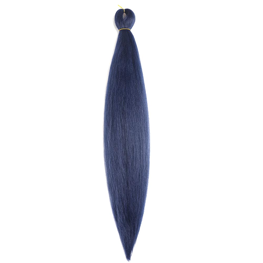 Pre Stretched Braiding Hair 26 Inch Ombre Red Kanekalon Braiding Hair Extensions Hot Water Setting Crochet Box Braids Hair (26 Inch (Pack of 1), Dark Blue)