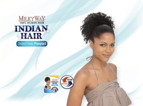 MILKY WAY 100% Human Hair Ponytail - INDIAN JERRY PONY 8" (Wet & Wavy) - 4 LIGHT BROWN