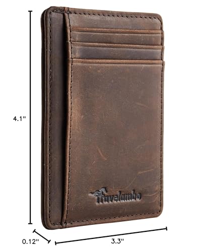 Travelambo Slim Wallet Front Pocket Minimalist Leather RFID Blocking Medium Size