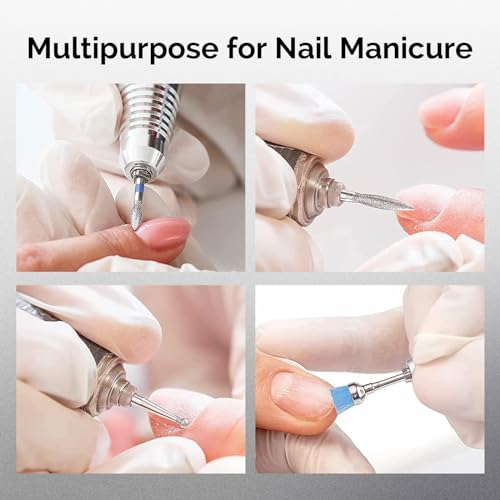 MelodySusie 10pcs Nail Drill Bits Set, 3/32 Inch Diamond Cuticle Nail Bits Kit for Nail Drill E-File, Manicure Pedicure Remover Tools for Acrylic Gel Nails, Salon Home Nail Care Supplies, Silver