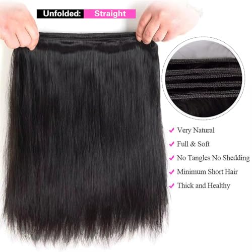 16A Straight Bundles Human Hair 100% Unprocessed Brazilian Virgin Remy Hair Straight 4 Bundles Human Hair Remy Hair Extensions Double Weft Natural Black