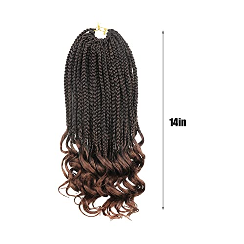 Hair Bungees Fiber Crochet Hair With Three Braids Wrapped Around The Tail Box Braids Curly Ends Horsetail Wig Hair Bundles with Frontal per Plucked (Brown, One Size)