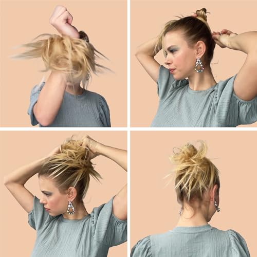CAISHA Synthetic Fiber Hairpiece Scrunchie Scrunchy Updo Slightly Wavy Gray Blond Mix G21B