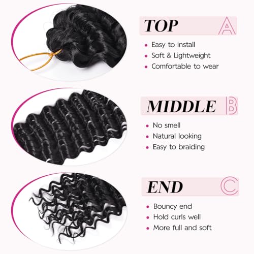 Curly Braiding Hair #1B Natural Black 2PCS 24Inch Ocean Wave Crochet Hair for Black Women Curly Crochet Hair for Boho Braids(24inch,2pack)