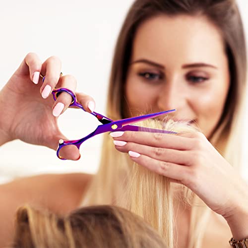 Professional Hair Cutting Scissors Sets Stainless Steel Barber Hairdressing Scissors Multifunctional Salon Thinning Scissors Straight Shears Tools Gifts for Mom Dad Friends (Purple)