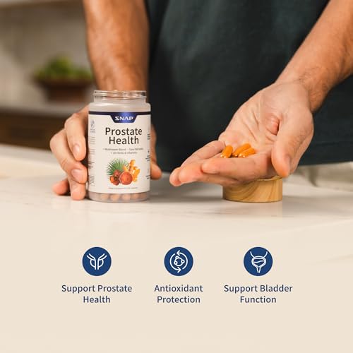 Snap Supplements Prostate Health Support Supplement, Saw Palmetto for Men Plus Stinging Nettle Root, Magnesium Citrate, Zinc and Plant Sterols, Supports Male Urinary Tract Health, 90 Capsules