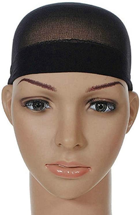 Annie Wide Band Wig Cap, Black, 2 pieces