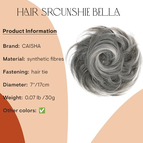 CAISHA Synthetic Fiber Hairpiece Scrunchie Scrunchy Updo Slightly Wavy Gray Blond Mix G21B