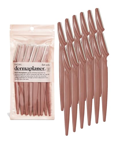 Kitsch Dermaplaning Tool - Face Razors for Women and Men, Eyebrow Trimmer & Face Shaver for Women, Facial Hair Removal for Women and Men, Dermaplane Razor for Women Face, 12 pc (Terracotta)