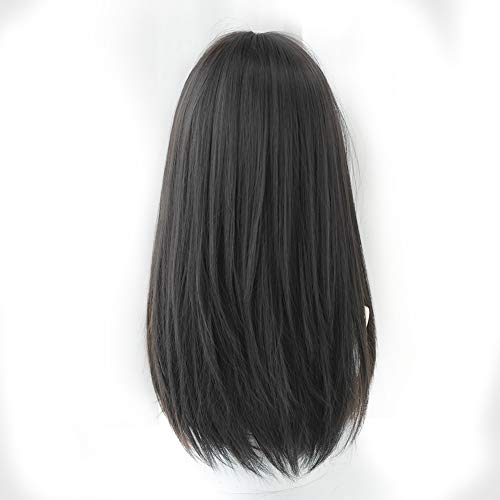 HUAISU Long Black Straight Hair Wig with Bangs Synthetic High Density Long Hair Wig for Women