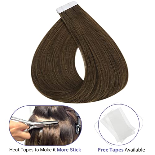 Full Shine Tape in Hair Extensions 22 Inch Color 4 Light Brown Hair Extensions Remy Hair Extensions Tape in Extensions Natural Human Hair 50Grams 20 Pieces Brown Tape in Hair Extensions Human Hair