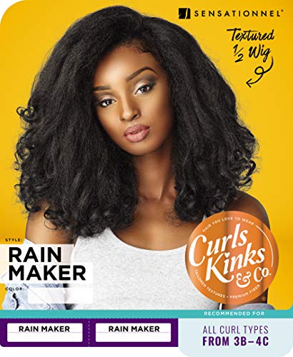 Sensationnel Curls Kinksandco Half Wig - Rain Maker Instant Weave Drawstring Cap for Natural 3C to 4C Hair Textures (4 MEDBROWN)