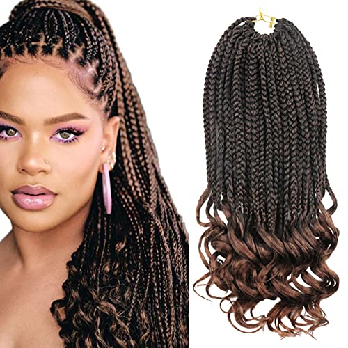 Hair Bungees Fiber Crochet Hair With Three Braids Wrapped Around The Tail Box Braids Curly Ends Horsetail Wig Hair Bundles with Frontal per Plucked (Brown, One Size)