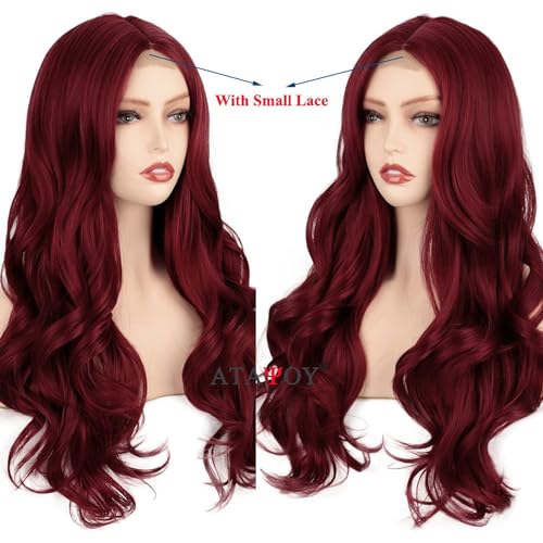 Wine Wig Long Curly Hd Lace Front Wigs Human Hair,Deep Wave Wig for White Women Hd Lace Closure Wigs Cosplay Wig
