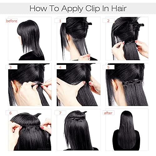 Clip in Hair Extensions Real Human Hair Clip ins Remy Human Hair Clip in Extensions Black Women 14 Inch Invisible Natural Straight Seamless Clip on Hair Extensions 8 pieces with 18 Clips 120g