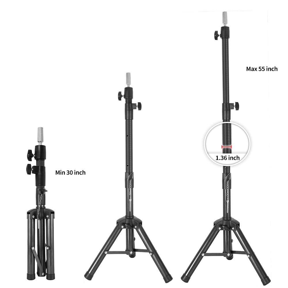 AliLeader 55 Inch Wig Stand Tripod with Head Heavy Duty Wig Stand Tripod Wig Head Stand with Mannequin Head Wig Tripod Stand with Tool Tray (Mannequin Head Not Included)