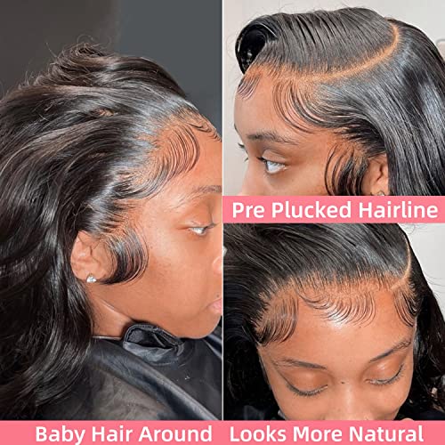 Drosuud 30 Inch 13X6 Lace Front Wigs Human Hair 200% Density Body Wave HD Lace Front Wigs Human Hair Pre Plucked Glueless Wigs Human Hair for Women With Baby Hair