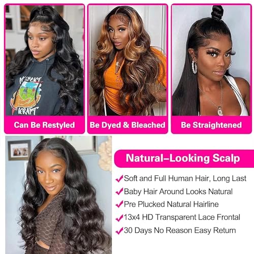 Levergreen Body Wave Lace Front Wigs Human Hair Pre Plucked Glueless 4x4 Lace Closure Wigs Human Hair Wigs For Black Women Human Hair Wig Body Wave Frontal Wigs Human Hair (Closure Wig, 22 Inch)