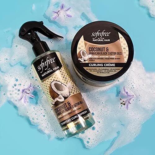 Sofn'free Coconut & Jamaican Black Castor Oil Curl Refresher Spray - Everyday Volumizer and Moisturizer for Styling Dry, Coily or Curly Hair, 8.12 Fl Oz (Pack of 3)