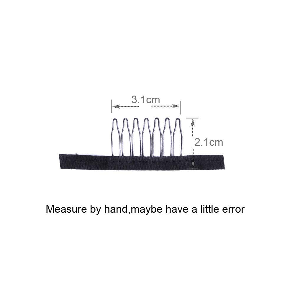 24 pcs/lot Wig Combs for Making Wig Caps 7-teeth Wig Clips Steel Teeth with Cloth Wig Combs for Hairpiece Caps Wig Accessories Tools Wig Clips for Wig (Black)