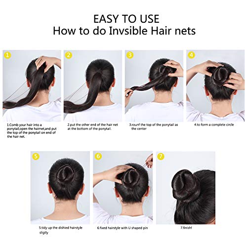 Zonon Bun Hair Nets Invisible Elastic Edge Mesh and U Shaped Pins Set, 50Pcs Individual Package Invisible Hair Nets, 40Pcs U Shaped Pins for Ballet Bun, Sleeping, Women and Wig (Light Linen)