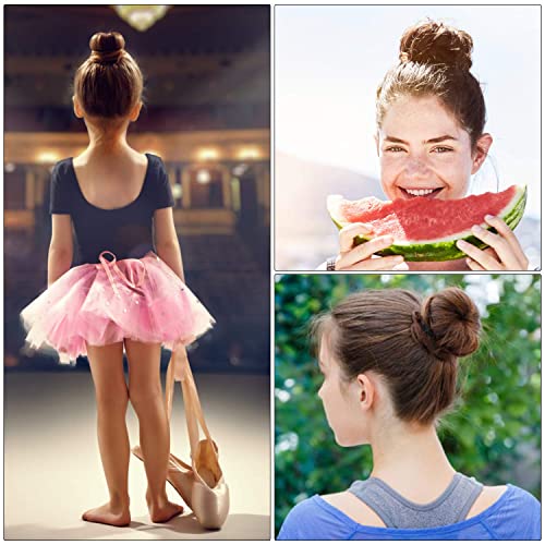 YaFex Hair Bun Maker Kit, 4 Pieces (1 Large, 2 Medium and 1 Small), A-Brown, 30 Pieces Accessories Including Hair Nets, Elastic Hair Ties, Hair Bobby Pins