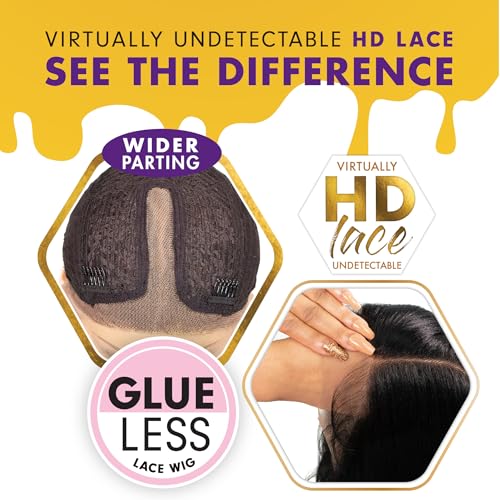 Sensationnel Butta lace front wigs - butta unit 5 glueless extra wide 5 inch deep part synthetic wig preplucked hairline hd lace with babyhair - Butta unit 5 (1B OFFBLACK)