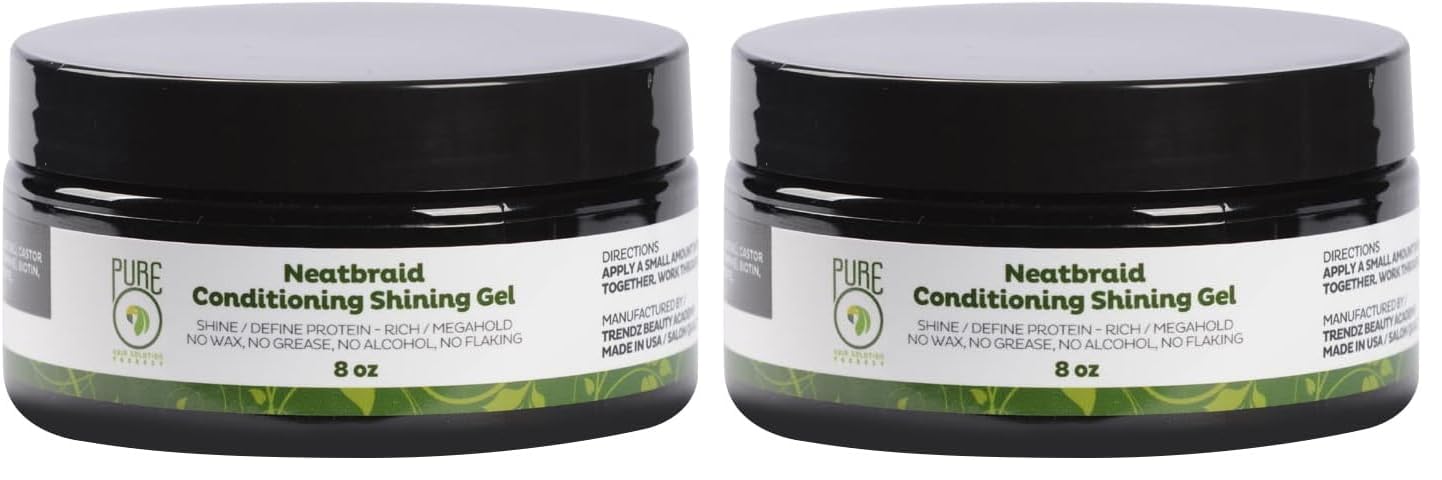 Pure O Hair Solution Product Neatbraid Conditioning Shining Gel 8 Oz (Pack of 2)
