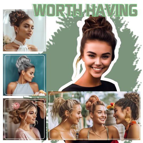 2Pcs Messy Hair Bun Hair Piece Scrunchy Hair Bun Pieces Extension Curly Wavy Rubber Band Elastic Scrunchie Ponytail Hair Accessories (Silver gray)