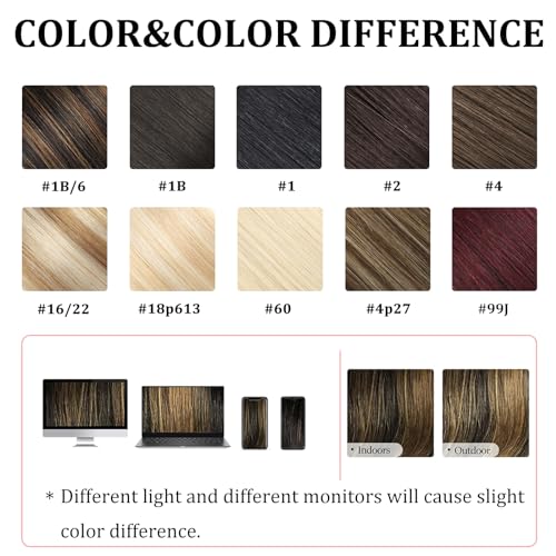 Clip in Hair Extensions Real Human Hair, Remy Human Hair Clip in Extensions Double Weft Seamless Clip ins Hair Extension for Women Balayage Natural Black Mixed Chestnut Brown 16 Inch 2.8oz/80g