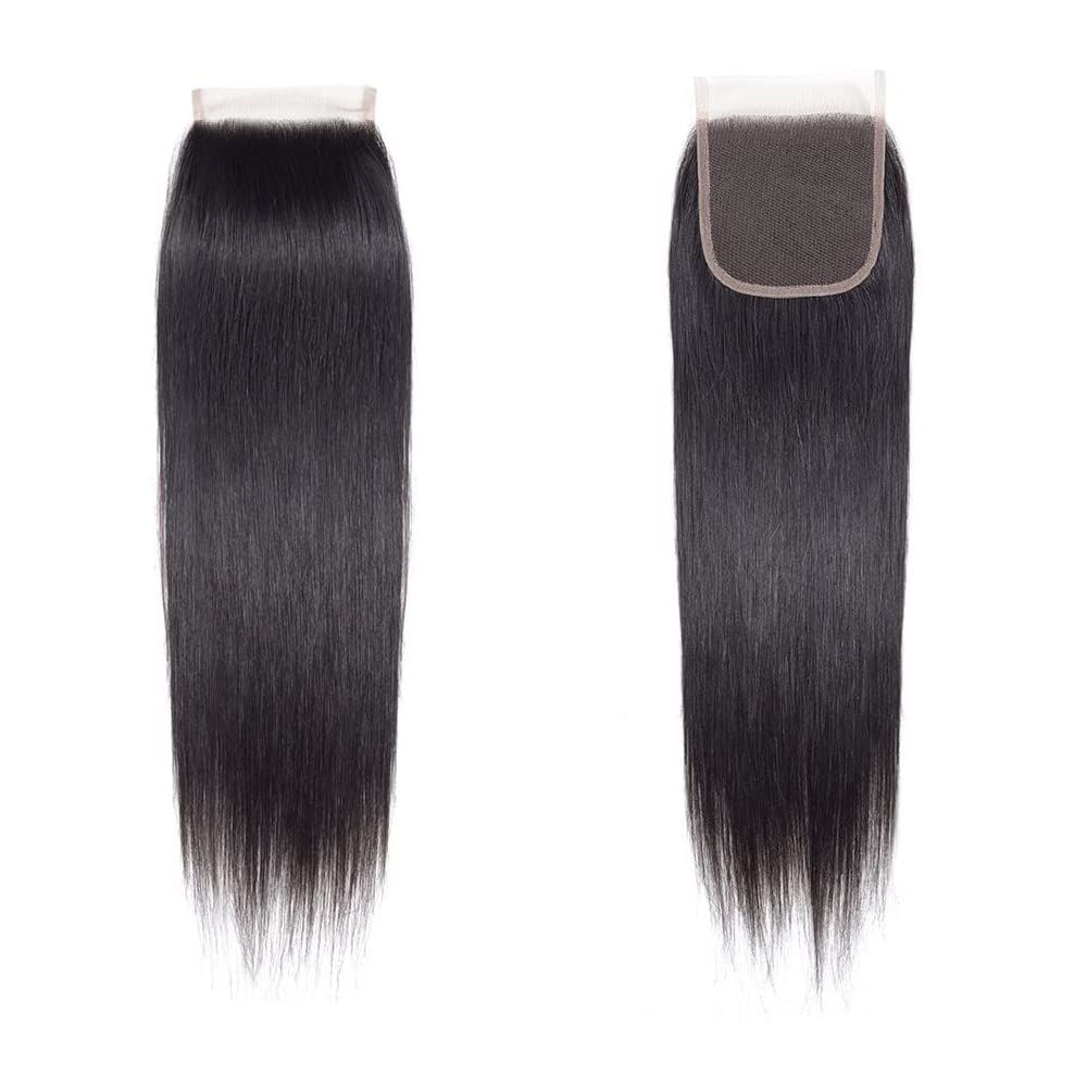 Lace Closure Straight Closure Human Hair Lace Closure Brazilian 12A Unprocessed Straight Hair 4x4 HD Lace Closure Free Part Natural Black Color(8") … …