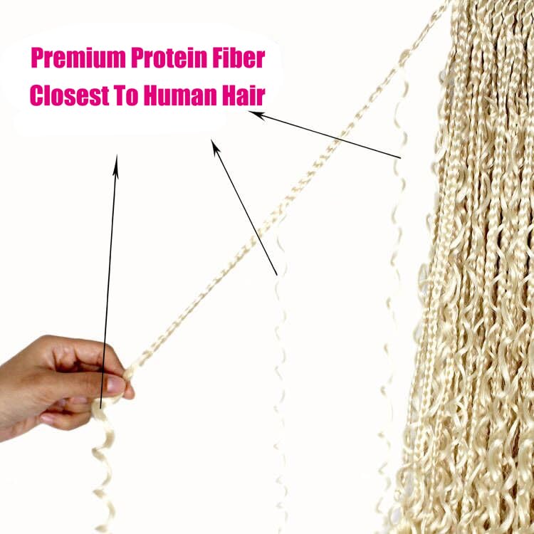Boho Crochet Braids Pure Protein Fiber Close to Human Hair 24 Inch Goddess Box Braid with Soft Curls Bohemian Braids Crochet Hair for Black Women (24Inch,613)