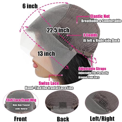 PIOGH 30 Inch 13x6 Body Wave Lace Front Wigs Human Hair Pre Plucked Glueless Wigs Human Hair 180% Density Brazilian Virgin Body Wave Lace Front Wig 13x6 HD Frontal Human Hair Lace Front Wigs for Women