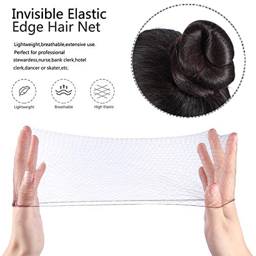 Zonon Bun Hair Nets Invisible Elastic Edge Mesh and U Shaped Pins Set, 50Pcs Individual Package Invisible Hair Nets, 40Pcs U Shaped Pins for Ballet Bun, Sleeping, Women and Wig (Light Linen)