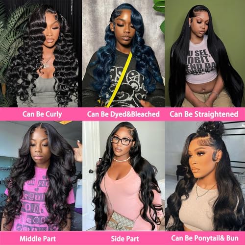 PIOGH 30 Inch 13x6 Body Wave Lace Front Wigs Human Hair Pre Plucked Glueless Wigs Human Hair 180% Density Brazilian Virgin Body Wave Lace Front Wig 13x6 HD Frontal Human Hair Lace Front Wigs for Women