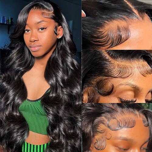 Drosuud 30 Inch 13X6 Lace Front Wigs Human Hair 200% Density Body Wave HD Lace Front Wigs Human Hair Pre Plucked Glueless Wigs Human Hair for Women With Baby Hair