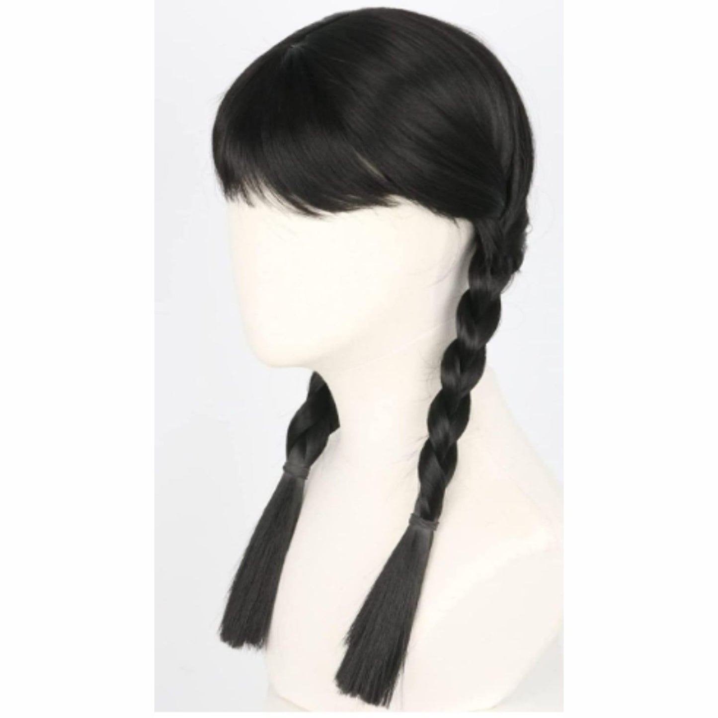 Tatibana Girls Kids Long Straight Black Braided Wig with Bangs Synthetic Wig with Wig Cap Halloween Party Cosplay Wig Suitable for girls and children aged 12 and above