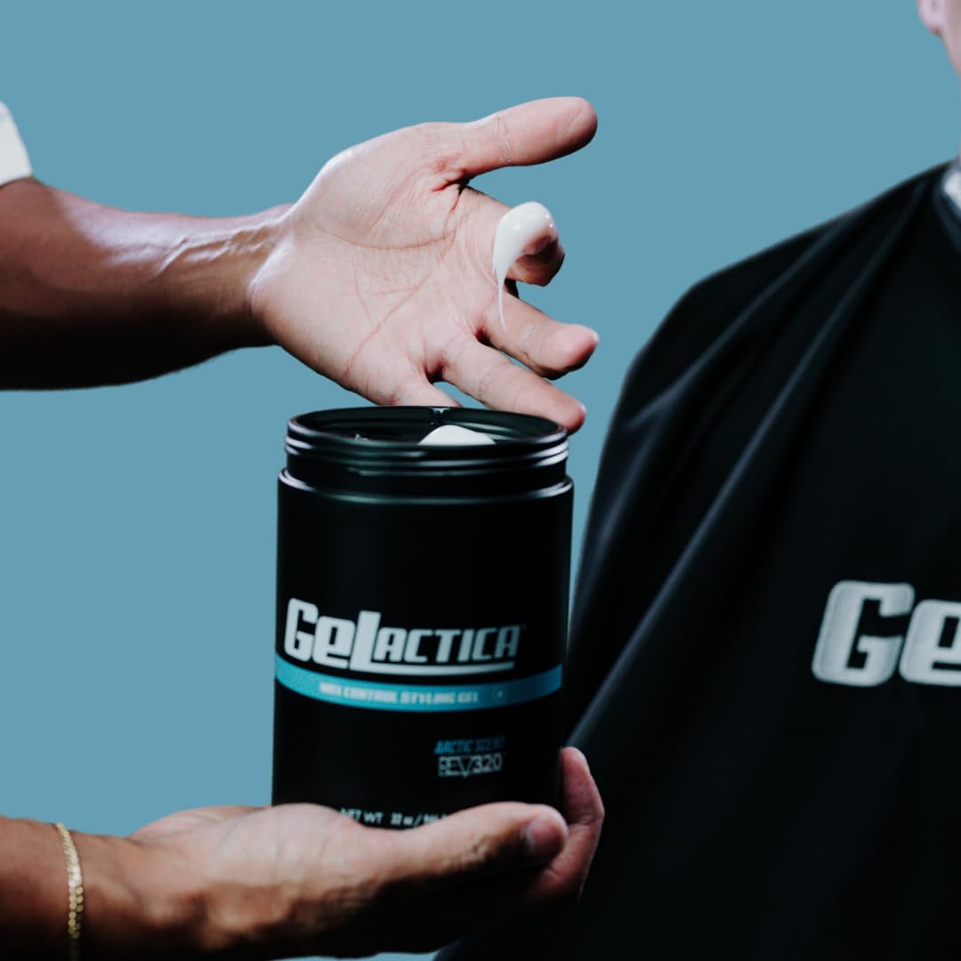 Gelactica Max Control Hair Gel for Men, Alcohol-Free, Strong Hold Styling Gel, Natural Extracts for Long-Lasting Hold and Shine, Slick Back Hair Style 32 oz